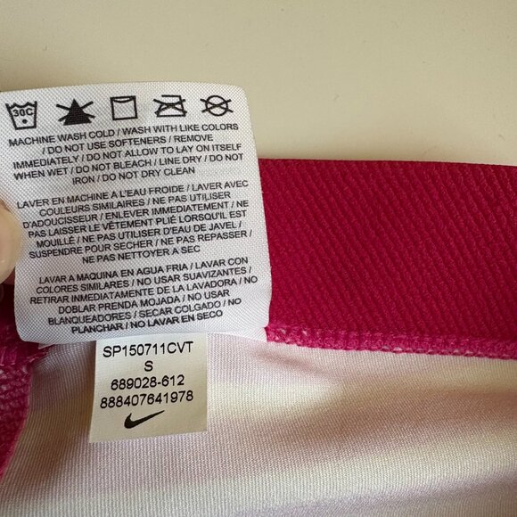 Nike‎ Pro Stripe Capri Leggings Womens Size Small Hot Pink Yellow Active Sport - Picture 3 of 8